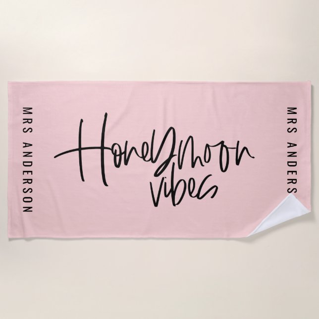 Honeymoon vibes beach towel (Front)