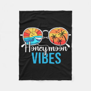 Honeymoon Vibes Couples Vacation Wedding Bride Gro Fleece Blanket