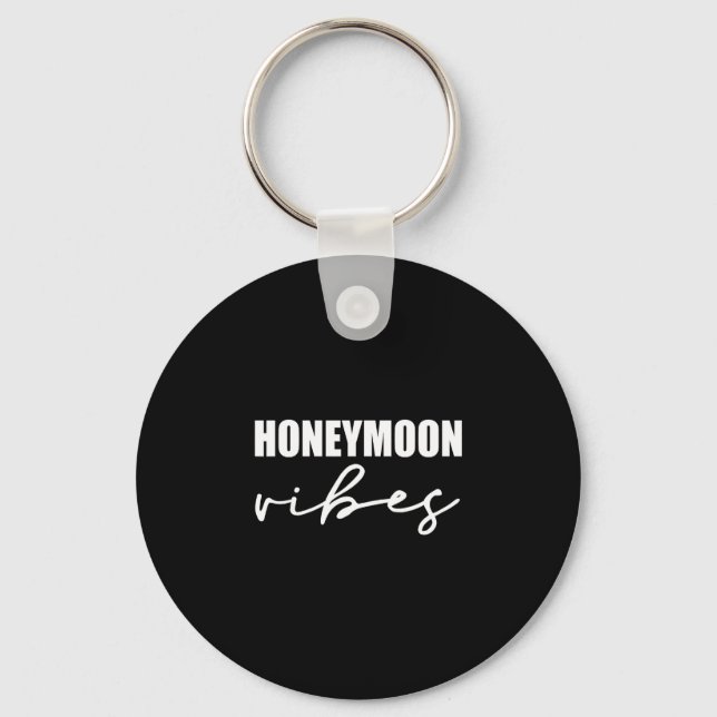 Honeymoon vibes for new brides wedding design men key ring (Front)