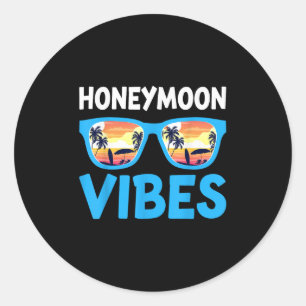 Honeymoon Vibes - Honeymooning Vacation Wedding Br Classic Round Sticker