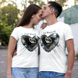 Honeymoon Wedding Rings Inside Heart Shaped T-Shirt