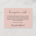 Honeymoon Wish Blush Wedding Enclosure Card<br><div class="desc">Blush pink honeymoon wish wedding enclosure card featuring "honeymoon wish" in an elegant script with swashes. Personalise your message and add your names in a signature-like script. The reverse side features your first names and wedding date.</div>
