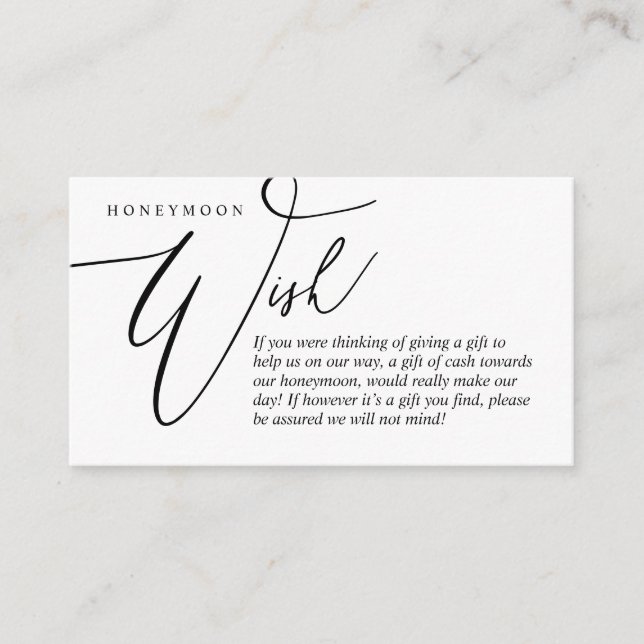 Honeymoon Wish, Cash, Modern Elegance Enclosure Card (Front)