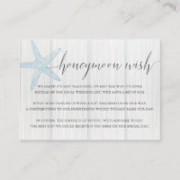 Honeymoon Wish Enclosure Card Beach Wedding Insert