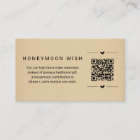 Honeymoon Wish / Fund Card w QR Code Insert