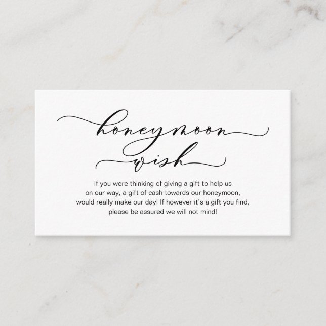 Honeymoon Wish, Modern romantic design Enclosure C Card (Front)