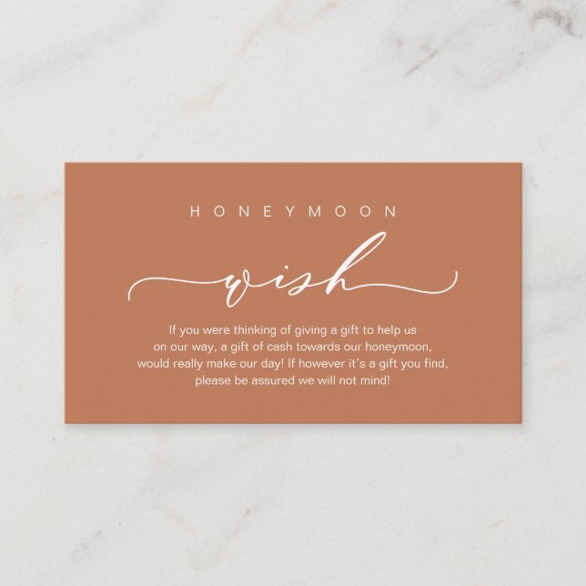 Honeymoon Wish, Modern romantic design Enclosure Card (Front)
