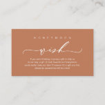 Honeymoon Wish, Modern romantic design Enclosure Card<br><div class="desc">Celebrate the beginning of your journey together with our elegantly crafted "honeymoon wish" wedding invitation enclosed card in Copper Rust Brown theme. Featuring a sophisticated blend of modern script and romantic allure, each card is meticulously designed to convey the essence of your special day. Perfectly suited for couples seeking a...</div>