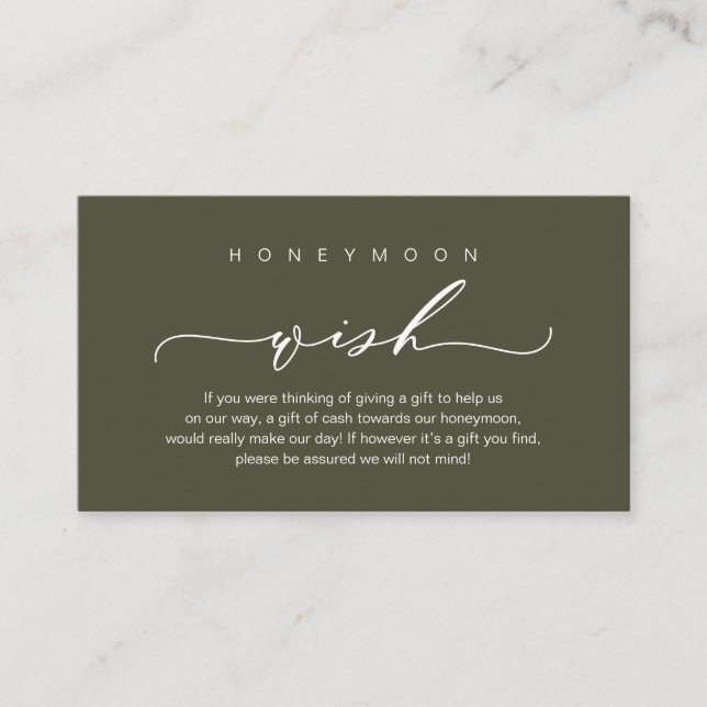 Honeymoon Wish, Modern romantic design Enclosure Card (Front)
