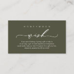 Honeymoon Wish, Modern romantic design Enclosure Card<br><div class="desc">Celebrate the beginning of your journey together with our elegantly crafted "honeymoon wish" wedding invitation enclosed card. Featuring a sophisticated blend of modern script and romantic allure, in olive green theme, each card is meticulously designed to convey the essence of your special day. Perfectly suited for couples seeking a unique...</div>