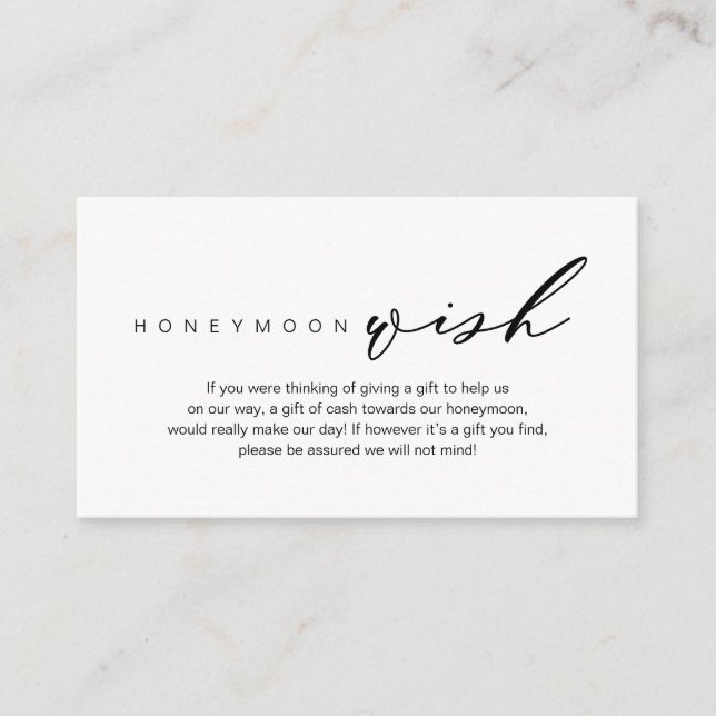 Honeymoon Wish, Modern romantic design Enclosure Card (Front)