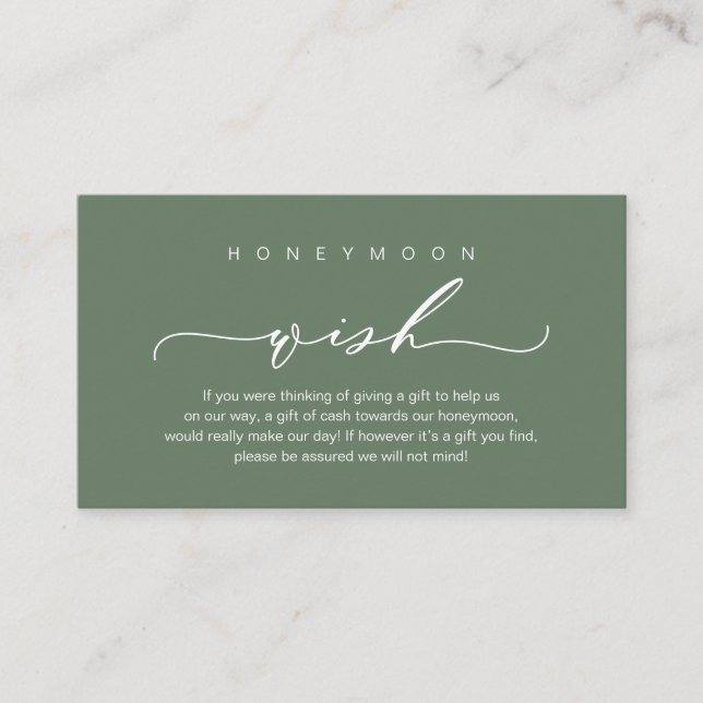 Honeymoon Wish, Modern romantic design Enclosure Card (Front)