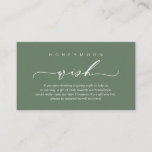 Honeymoon Wish, Modern romantic design Enclosure Card<br><div class="desc">Celebrate the beginning of your journey together with our elegantly crafted "honeymoon wish" wedding invitation enclosed card in Forest Sage Green theme. Featuring a sophisticated blend of modern script and romantic allure, each card is meticulously designed to convey the essence of your special day. Perfectly suited for couples seeking a...</div>