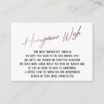 Honeymoon Wish Modern Rose Gold Handwriting Enclosure Card<br><div class="desc">These simple, distinctive card inserts were designed to match other items in a growing event suite that features a modern casual handwriting font over a plain background you can change to any colour you like. On the front side you read "Honeymoon Wish" in the featured type; on the back I've...</div>