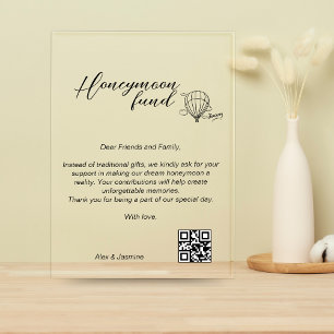 Honeymoon Wish Qr Code Travel Fund Request Gift Acrylic Invitations