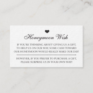 Honeymoon Wish Wedding Invitation Insert Cards