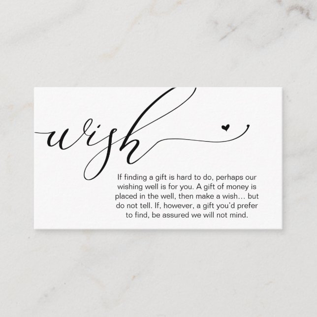 Honeymoon Wish Wishing Well, Fund, A Note On Gifts Enclosure Card (Front)
