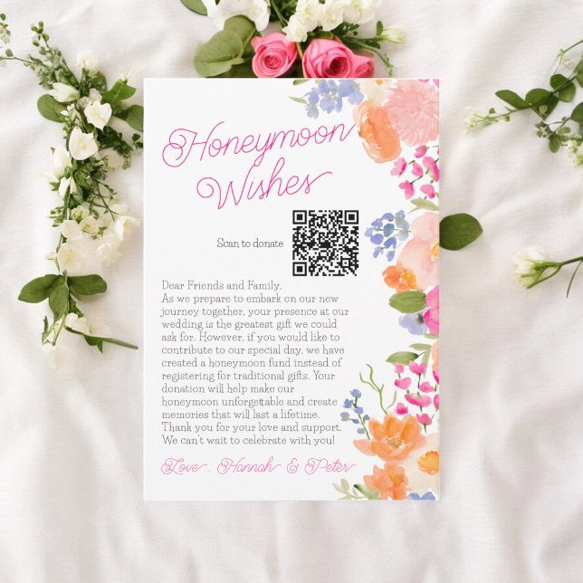 Honeymoon wishes wildflowers floral bridal shower enclosure card (Honeymoon wishes wildflowers floral bridal shower enclosure card)
