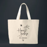 Honeymoonin palm tree wedding gift beach large tote bag<br><div class="desc">Modern,  hand lettered script calligraphy to let everyone know this isn't just a holiday. This is your honeymoon. Part of a collection. Change the colour to customize.</div>
