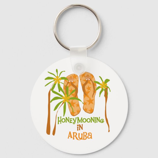 Honeymooning in Aruba Key Ring (Front)