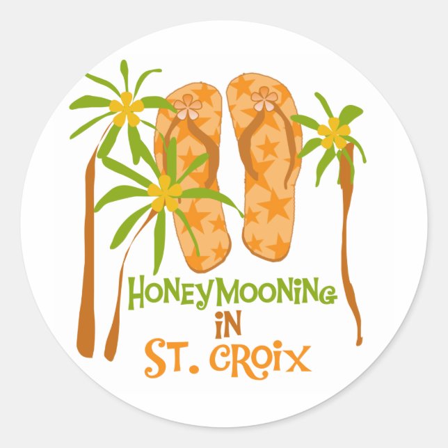 Honeymooning in St. Croix Classic Round Sticker (Front)