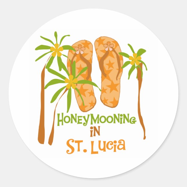 Honeymooning in St. Lucia Sticker (Front)