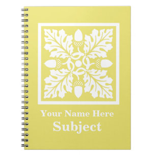 Honeysuckle Acorn and Leaf Tile Design Notebook