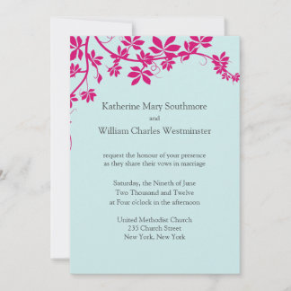 Honeysuckle and Tropical Blue Wedding Invitations