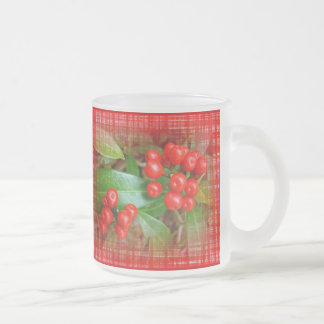 Honeysuckle Berries on Cotton Cloth Frosted Glass Coffee Mug
