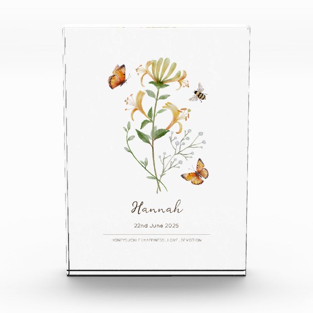 Honeysuckle Birth Month Flower Photo Block (Front)