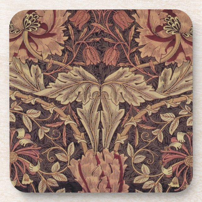 Honeysuckle by William Morris, Garden Flowers Art Coaster (Front)