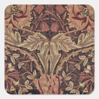 Honeysuckle by William Morris, Garden Flowers Art Square Sticker