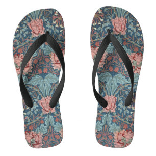 Honeysuckle by William Morris, Vintage Flowers Art Flip Flops