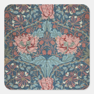 Honeysuckle by William Morris, Vintage Flowers Art Square Sticker