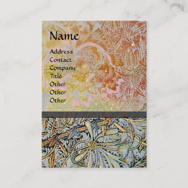 HONEYSUCKLE FLOWERS Art Nouveau Floral Yellow Business Card (Front)