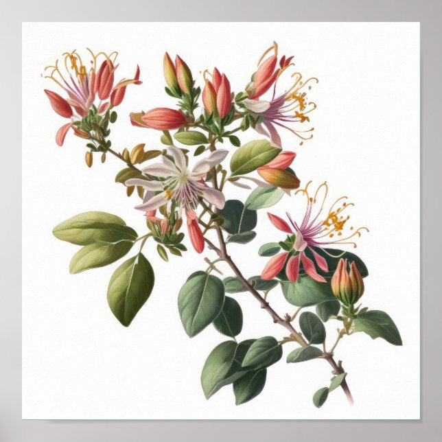 Honeysuckle Flowers Art Print Poster (Front)