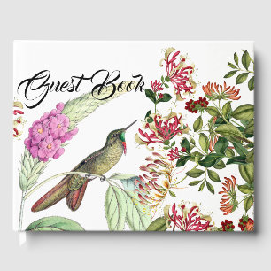 Honeysuckle Flowers Hummingbird Bird Guest Book