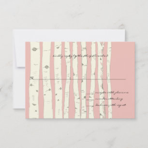 Honeysuckle Pink Birch Tree Wedding Response Card