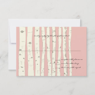 Honeysuckle Pink Birch Tree Wedding Response Card