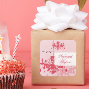 Honeysuckle Pink Damask Chandelier Stickers