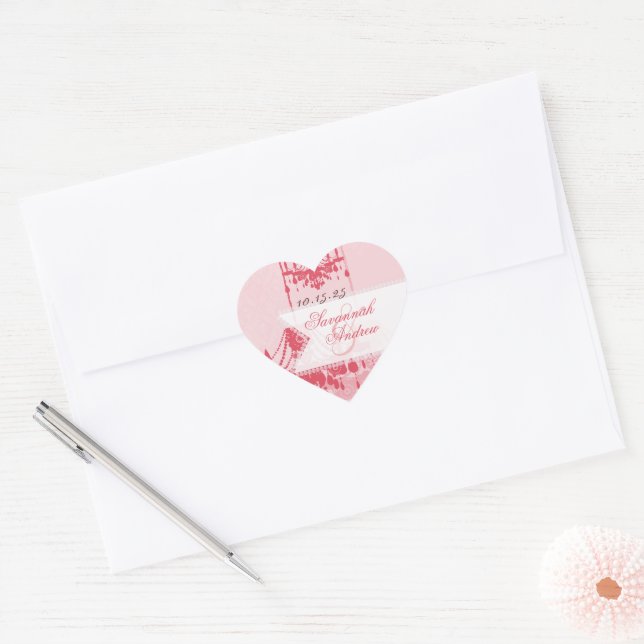 Honeysuckle Pink Damask Chandelier Stickers (Envelope)