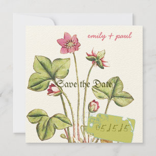 Honeysuckle Pink Flower Botanical Save the Date