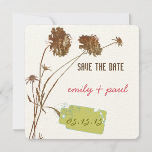 Honeysuckle Pink Flower Botanical Save the Date