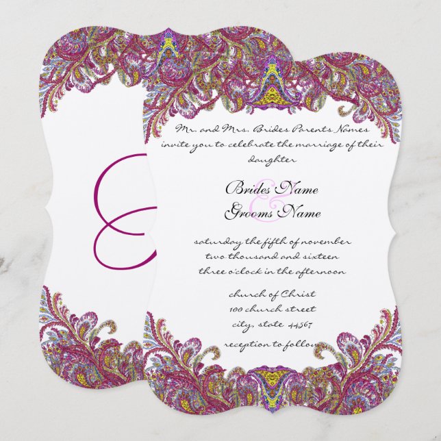 Honeysuckle Pink Wedding Invitation (Front/Back)