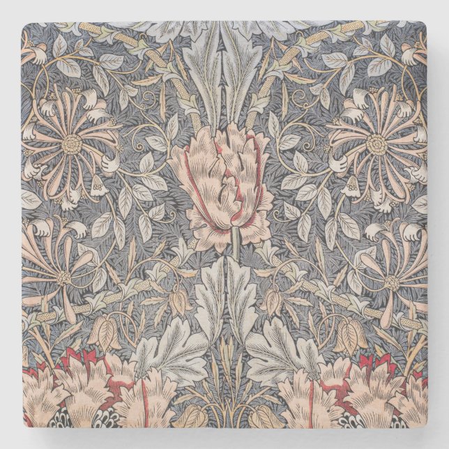 Honeysuckle Print (by William Morris) Stone Coaster (Front)