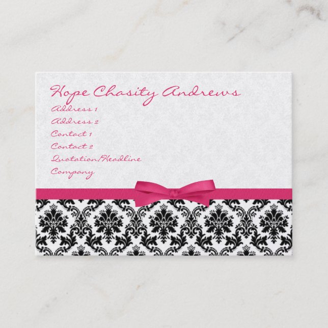 Honeysuckle Ribbon Black Damask Floral - Business Card (Front)