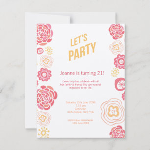 Honeysuckle Spring Let's Party Birthday Invite