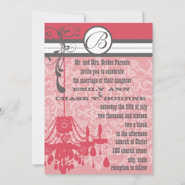 Honeysuckle Vintage Chandelier Invitation (Back)