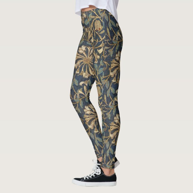 Honeysuckle William Morris classic earthy colours Leggings (Left)