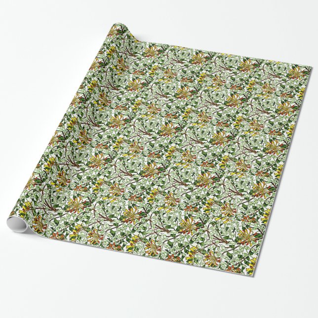 Honeysuckle William Morris pattern Wrapping Paper (Unrolled)